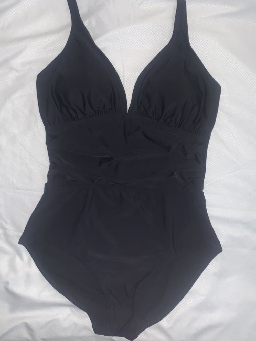 Jones NY One-Piece Black Bathing Suit Women's M Adjustable - Preowned Excellent